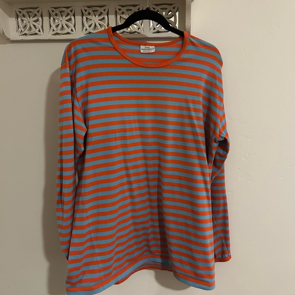 Marimekko Vibrant Orange and Blue Striped Top - Picture 1 of 4